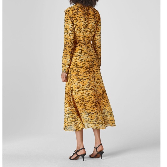 Whistles Ines Ikat Animal Print long sleeve midi dress womens 4 cocktails office - Picture 3 of 11